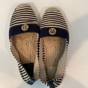Tory Burch Navy & White espadrilles size 10